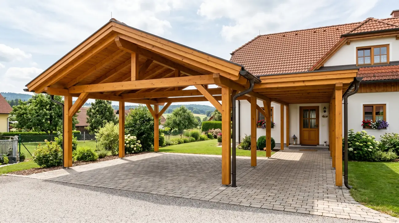 Landhaus mit warmem Satteldach-Carport