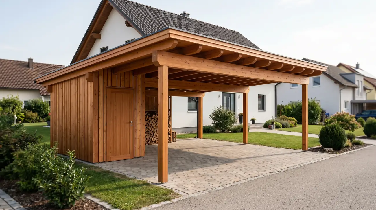 Carport mit integriertem Geräteraum